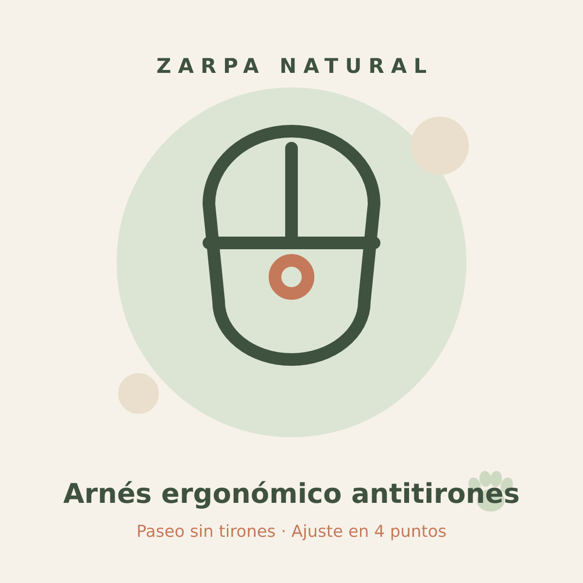 Arnés ergonómico antitirones Zarpa Natural